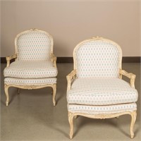 Pair Painted French Arm Chairs