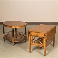 Two Empire-Style Banded Fruitwood End Tables