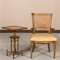 French Arm Chair and Victorian Stand