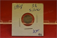 1858 Three Cent Silver   XF