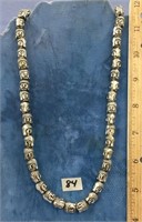 A Buddha head silver bead necklace   (322)