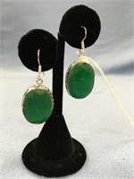 Sterling silver and genuine natural emerald earrin
