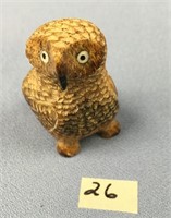 1.75" fossilized ivory owl with white ivory and ba
