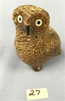 2.5" fossilized ivory owl with white ivory and bal