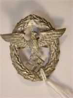 German WWII Eagle Brooch with Wreath 1.75"