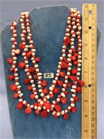 3 strand coral and fresh water pearl necklace   (3