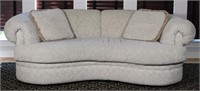 Curved Sofa w/ 2 Throw Pillows