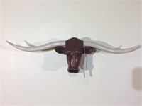 Longhorn bull head carving