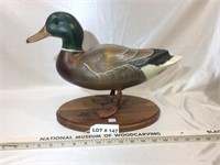 Carved wood mallard duck decoy by Ashley Gray