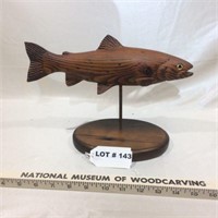 Unpainted trout woodcarving