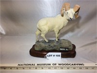 Woodcarving of a bighorn sheep