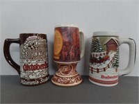 1970's-80's Hamm's Schlitz & Budweiser Beer Steins