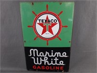 Texaco Marine White Gasoline Porcelain Sign