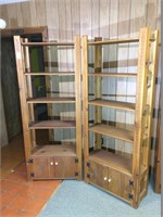 2 stained pine display shelves (2 TIMES THE MONEY)
