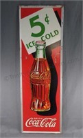 1930's Coca Cola 5 Cent Tin Advertisement Sign