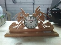 Hand carved wooden clock