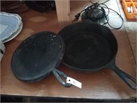 Two cast iron frying pans