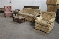 MATCHING COUCH AND CHAIR, WITH (3) END TABLES,