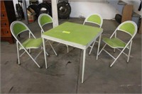 VINTAGE CARD TABLE WITH (4) CHAIRS, APPROX