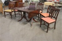 DROP LEAF TABLE WITH (6)CHAIRS, APPROX 56"x38"x29"