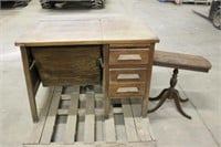 VINTAGE TYPEWRITER DESK 42"x32"x31 AND END TABLE,