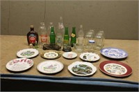 (2) BOXES OF ASSORTED GLASS BOTTLES AND PLATES