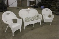 (2) PLASTIC WEAVE WICKER LOOK,  CHAIRS AND