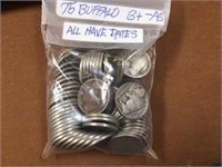75 buffalo nickels with visible dates
