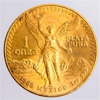Coin Mexican 1 Ounce .999 Silver Onza 1986