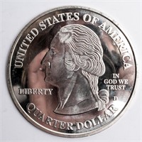 Coin Large 4 Ounces of .999 Silver Washington 25 C