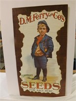 Vintage DM Ferry Seeds Sign 26" Tall