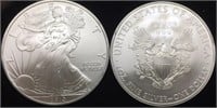 2- 2010 American Eagle 1oz Fine Silver Coin
