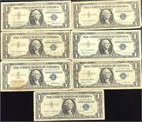 7- 1957 $1 Silver Certificate Notes