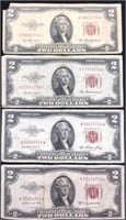 4- 1953 Red Seal $2 Notes
