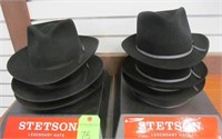 (6) Stetson Black Felt Hats Misc Sizes & Styles