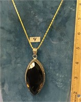 2 1/4" smoky topaz gem necklace          (332)