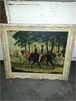 Oil painting / vict. Couple on horseback