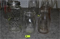 Vintage Milk Bottles & Honey Jar