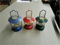 3 porcelain enamel tea light lanterns