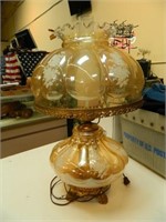 VINTAGE HURRICANE LAMP WITH RUFFLED TOP