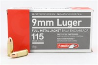 50rds Aquila 9mm Luger 115gr Cartridges
