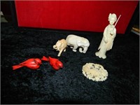 Vintage Poss Ivory Pieces, Brooch, Two Elephants