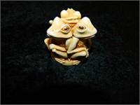 Japanese Carved Ivory Lidded Frogs