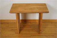 Butcher Block Style Wood Side Table