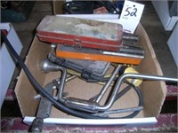 BOX OF CHISELS, ROLE PINS, BLOW GUN, SPEED WRENCH