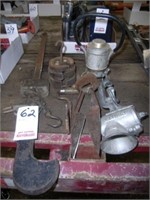 BEAM SCALE W/ WEIGHTS, NO 1 GRINDER, SHEARS, HOOK
