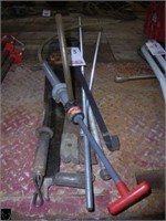 2 hand saws, ready rod, small pump, etc
