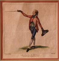 18TH C. HAND COLORED ENGRAVINGS OF FENCING MASTERS