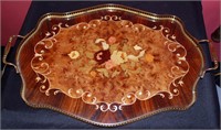 A VINTAGE ITALIAN MARQUETRY GALLERY TRAY