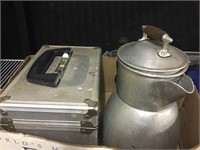 metal case and cofee pot